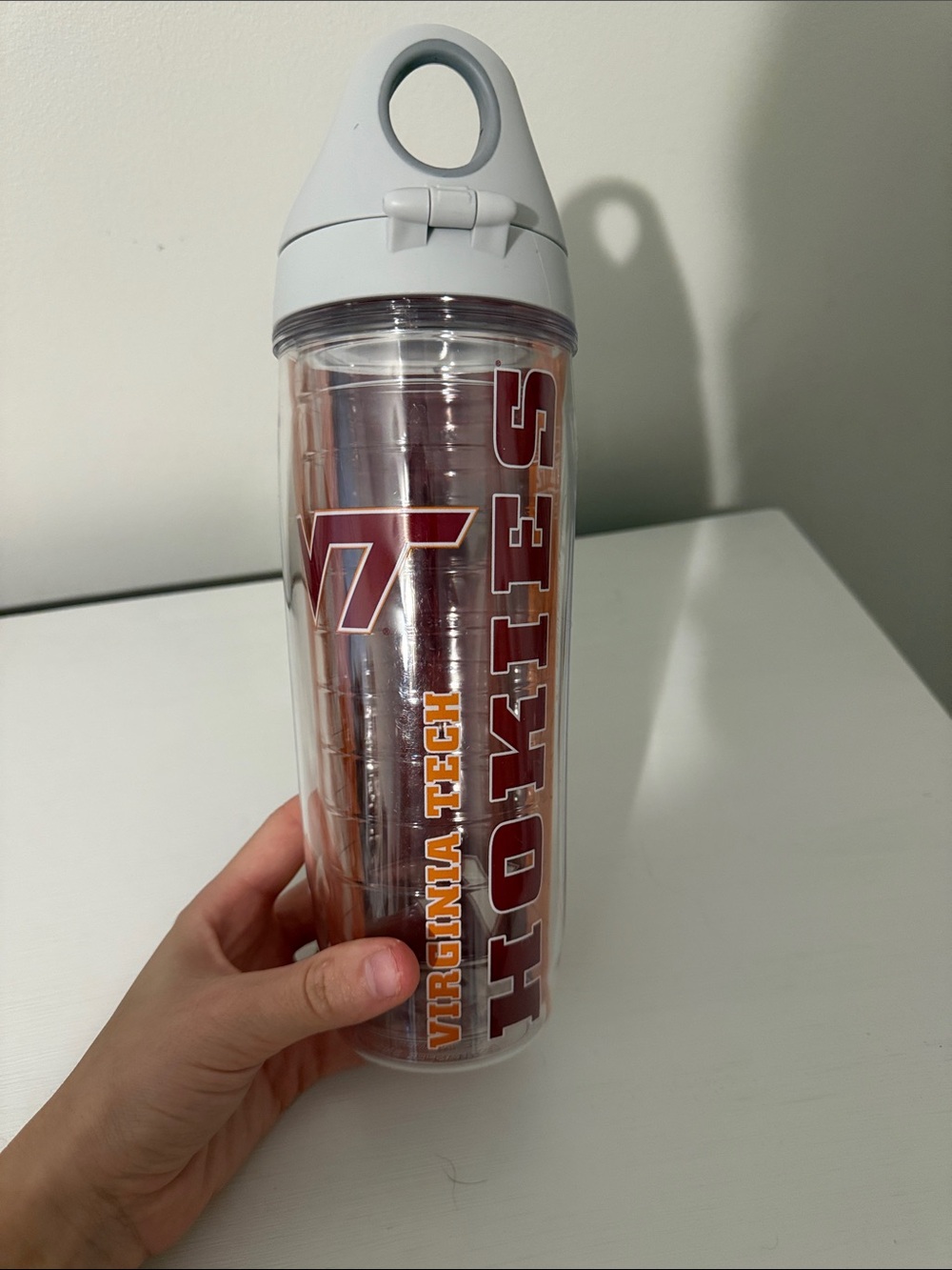 Virginia Tech Hokies Clear Water Bottle - Maroon & Orange